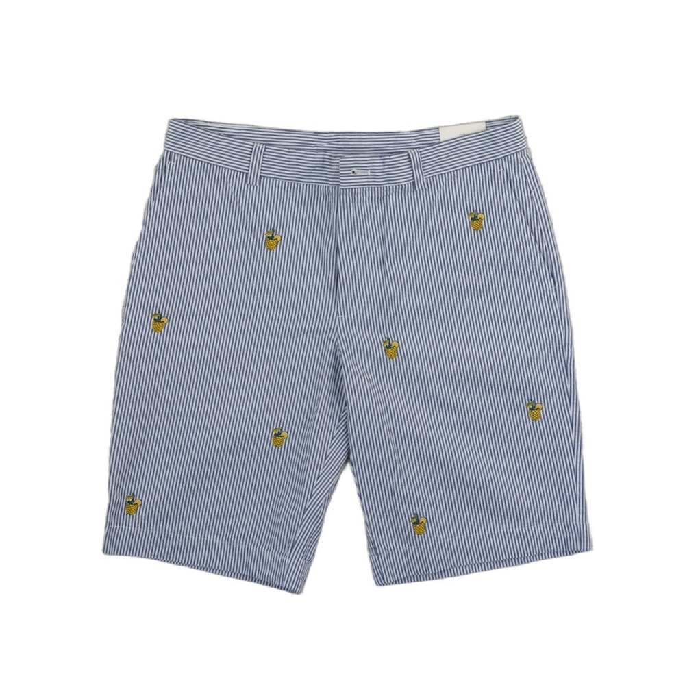 New Brooks Brothers Seersucker‎ Pineapple Shorts Men's W33 Blue Embroidered